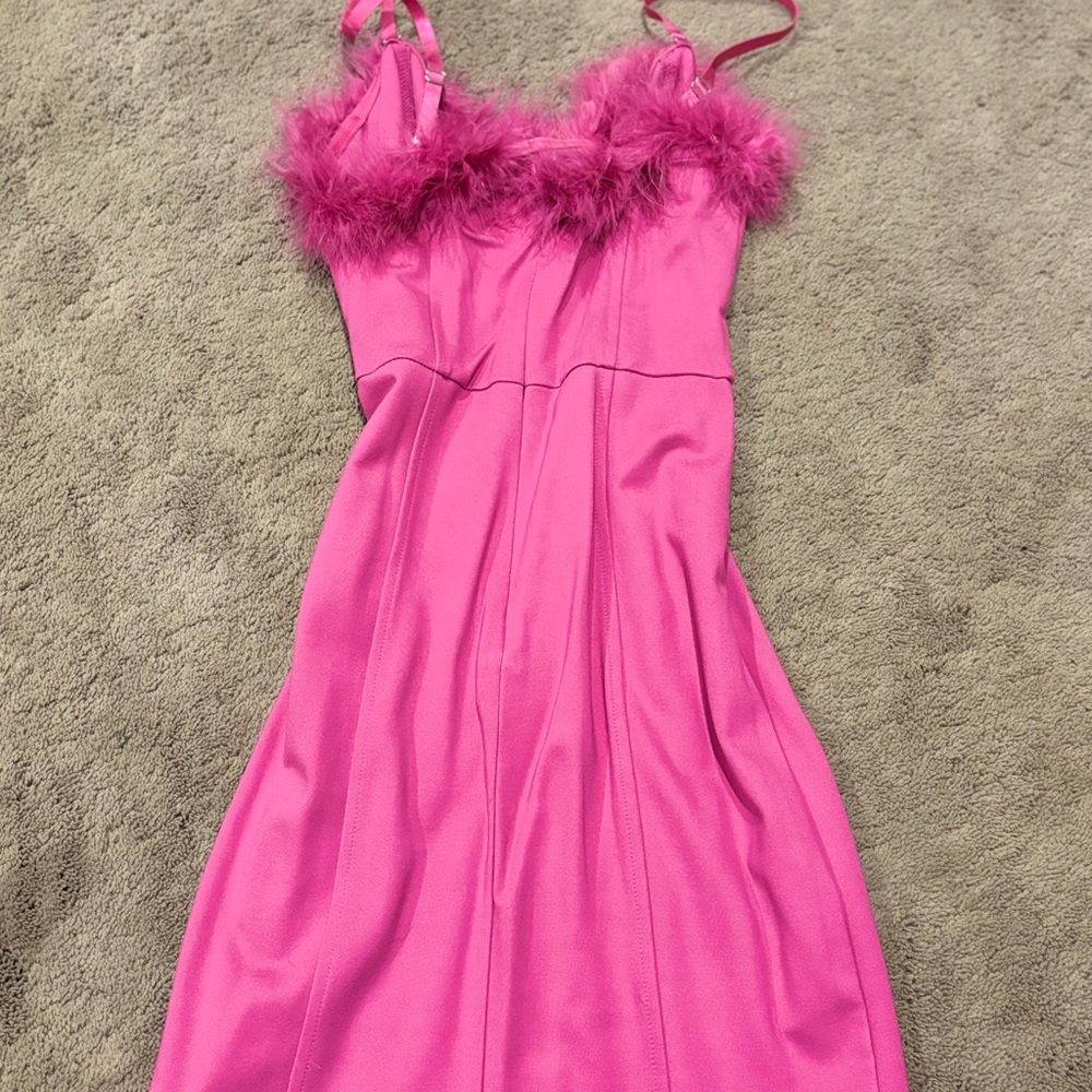 Forever 21 Vibrant Pink Feathered Dress